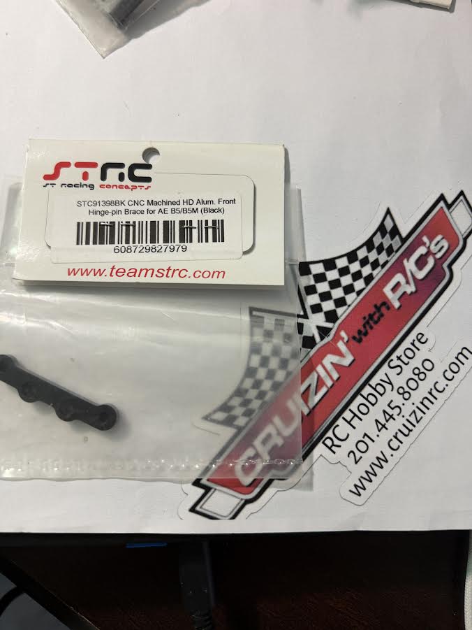 STRC Part #STC91398BK CNC Machined HD Aluminum Front Hinge-Pin Brace for AE B5/B5M BLACK