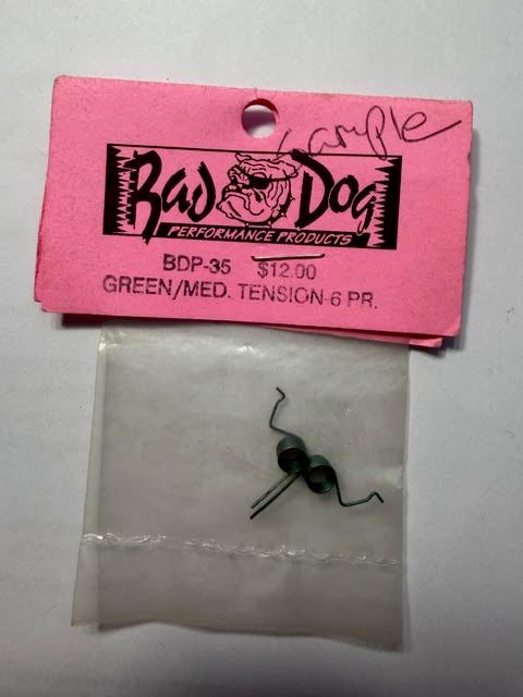 Bad Dog Part # BDP-35 Green Medium Tension Motor Springs (2) - VINTAGE