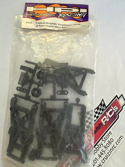HPI Racing Part #A468 Carbon Graphite Suspension Arms (2 Pairs/Super Nitro RS4)
