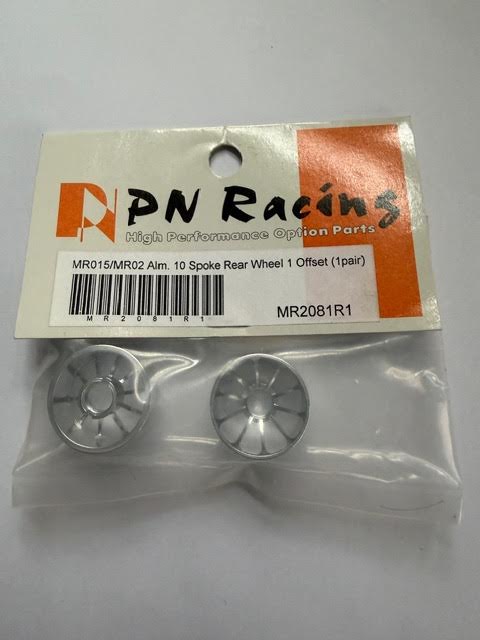 PN Racing Part #MR2081R1 MR015/MR02 Alm. 10 Spoke Rear Wheel 1 Offset (1 Pair)