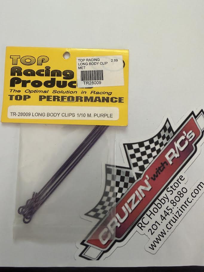 Top Racing Part #TR-28009 Long Body Clips 1/10 5ct Metallic Purple