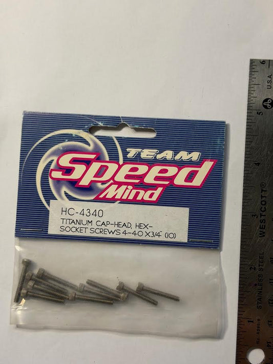 Team SpeedMind Part #HC-4340 Titanium Cap-Head, Hex-Socket Screws 4-40 x 3.4: (10)
