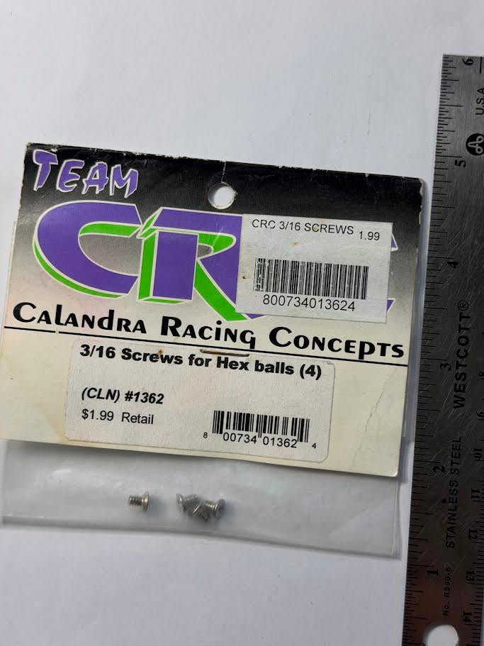 Team CRC Calandra Racing Part #1362 3/16 Screws for Hex Balls (4)