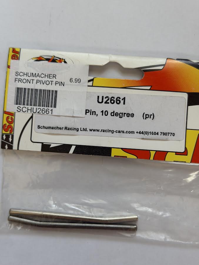 Schumacher Part #SCHU2661 Pivot Pin; front Inboard 10 degree (pair)