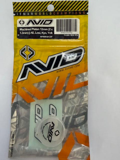 AVID Part #AV1030-2X1.3-F Machined Piston 12mm (2x1.3mm) / AE, Losi, Kyosho, Yokomo