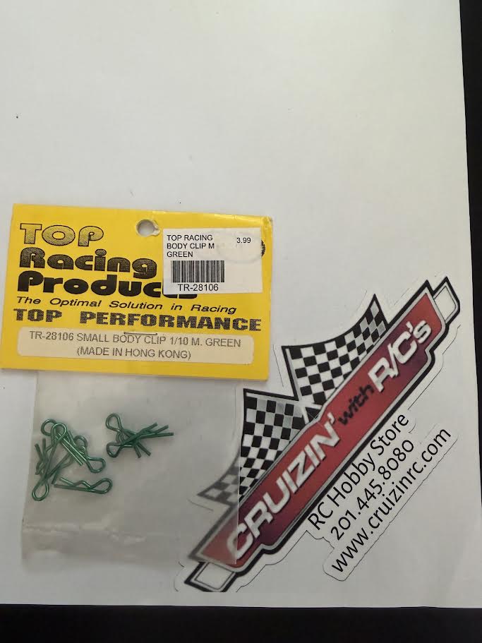 Top Racing Part #TR-28106 Small Body Clips 1/10 9ct Metallic Green