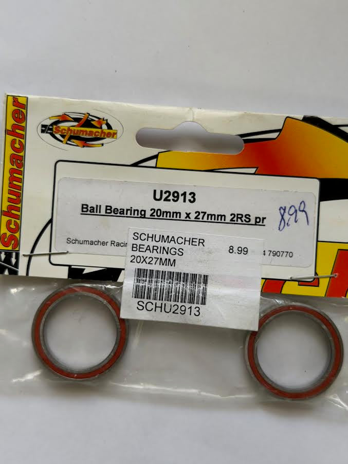 Schumacher Part #SCHU2913 Ball Bearing - 20mm x27mm 2RS (pair)- red