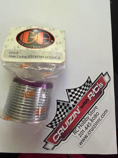 GH Golden Horizons Part #GH02051P Aluminum Cooling Head for HPI SAVAGE 21 Purple
