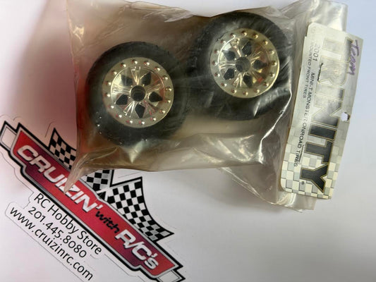 Trinity Part #TMT2001 Pre-Mounted Mini Monster On-Road Front Tires & Wheels (2)