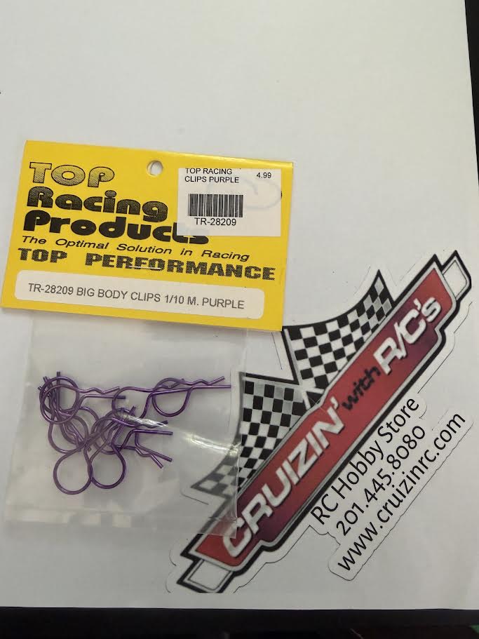 Top Racing Part #TR-28209 Big Body Clips 1/10 10ct Metallic Purple