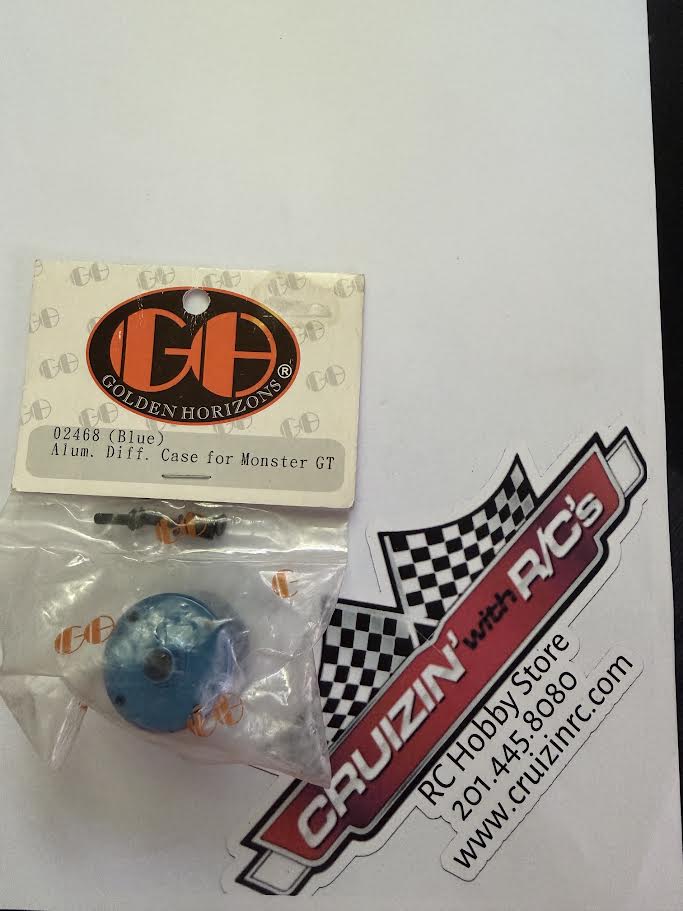 GH Golden Horizons Part #GH02468 Aluminum  Diff. Case for Monster GT Blue