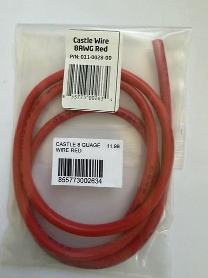 Castle Creations Part #CSE011-0028-00 Silicone Coated Copper Wire (Red) (36") (8AWG)