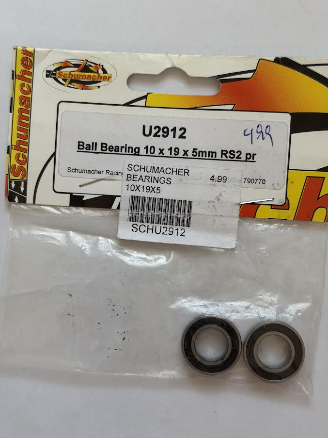 Schumacher Part #SCHU2912 Ball Bearing - 10 x 19 x 5mm BLACK Seal - (pair)