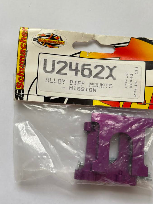 Schumacher Part #SCHU2462X Alloy Diff Mounts Purple - Mission