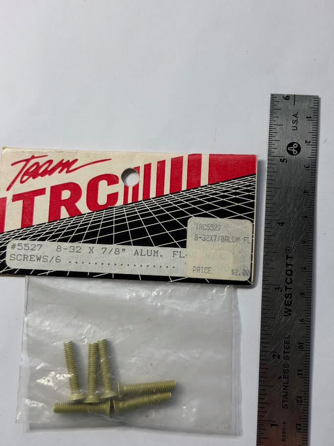 Team TRC Part #TRC5527 8-32 x 7.8" Aluminum Flat Head Screws (6)