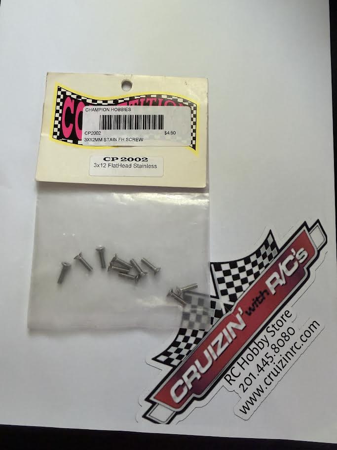 Competition Products Part #CP2002 3x13mm Stainless Flathead Screws (10ct)