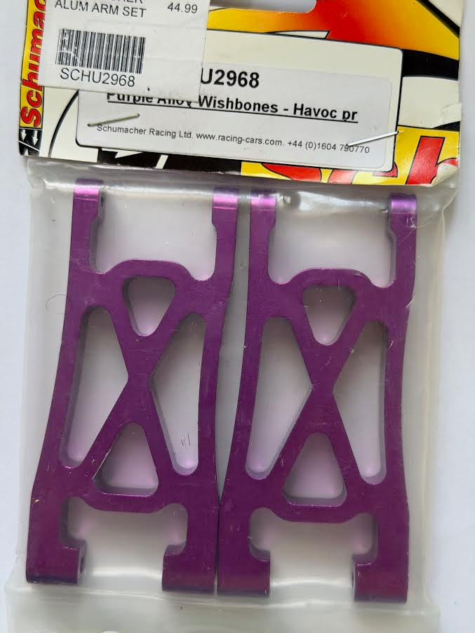 Schumacher Part #SCHU2968 Alloy Wishbones (pair) - Havoc Purple