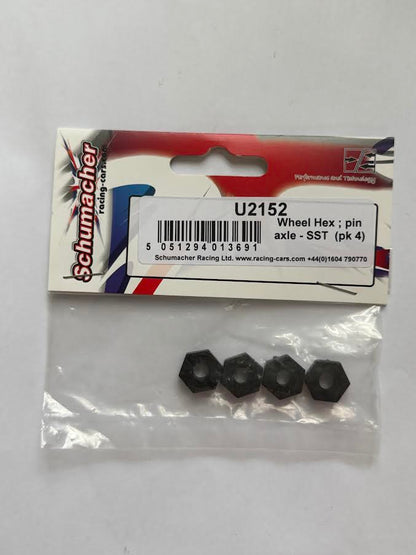 Schumacher Part #SCHU2152 Wheel Hex ; pin axle - SST (pk 4)