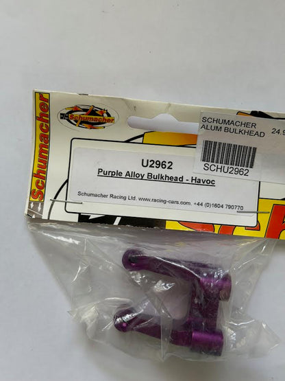 Schumacher Part #SCHU2962 Purple Alloy Bulkhead - Havoc