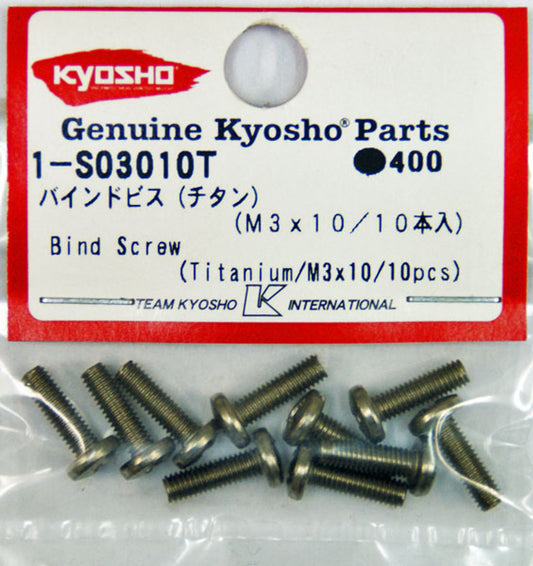 Kyosho Part #1-S03010T Bind Screw (Titanium/ M3x30/ 10 pcs)