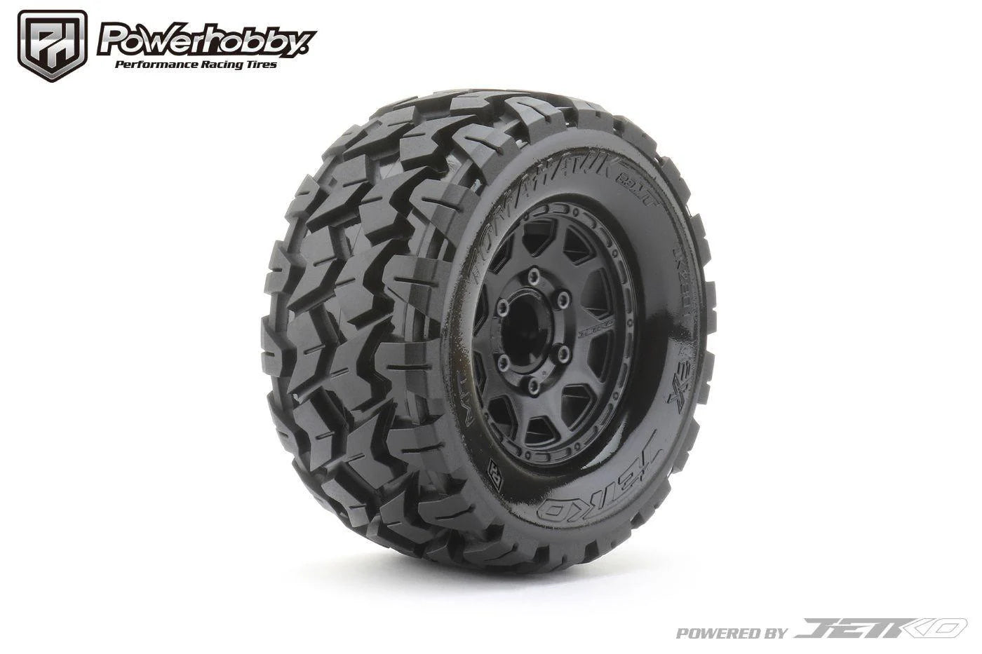 Powerhobby Part #PHB2801CBMSGB 1/10 2.8 MT Tomahawk Belted Tires (2) with Removable Hex Wheels