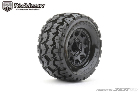 Powerhobby Part #PHB2801CBMSGB 1/10 2.8 MT Tomahawk Belted Tires (2) with Removable Hex Wheels