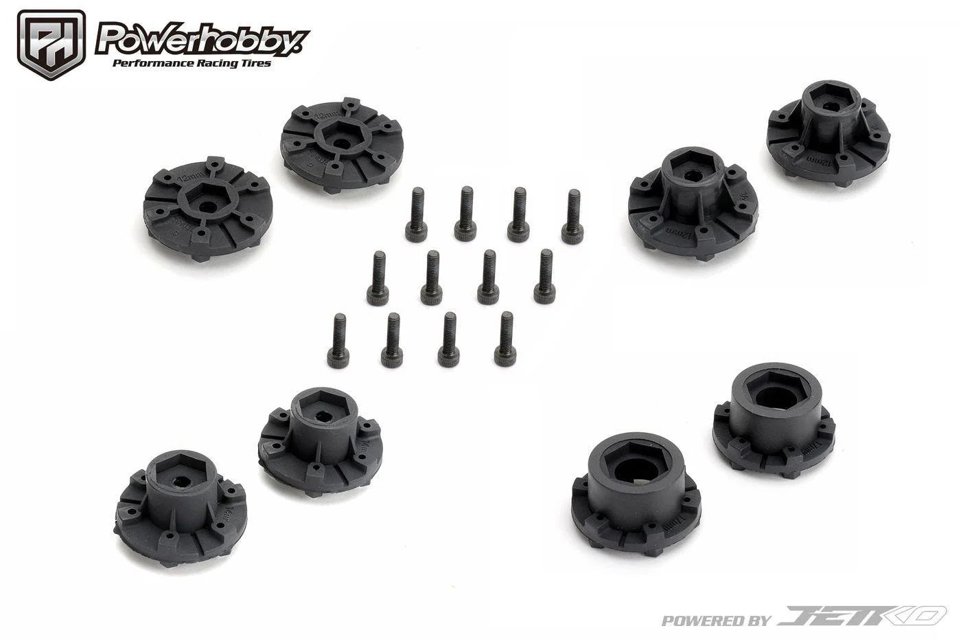 Powerhobby Part #PHB2801CBMSGB 1/10 2.8 MT Tomahawk Belted Tires (2) with Removable Hex Wheels