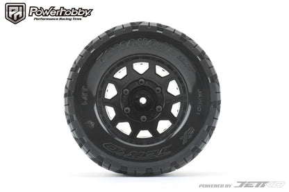 Powerhobby Part #PHB2801CBMSGB 1/10 2.8 MT Tomahawk Belted Tires (2) with Removable Hex Wheels