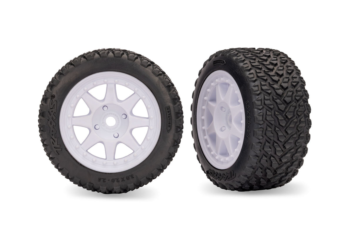 Traxxas TRA10873-WHT White Rear Mini Rally Wheels with Tires (Soft) (2)