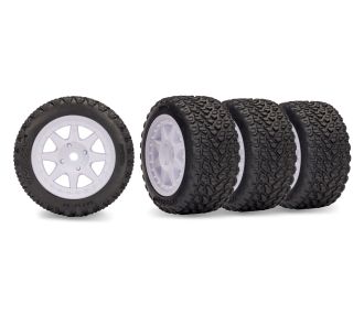 Traxxas Part #10874 White Mini Rally Wheels with Rally Tires (F&R)