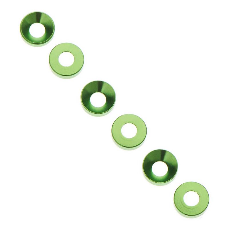Axial Part #AXA1101 Cone Washers, 3x6.9x2mm, Green (6pcs)