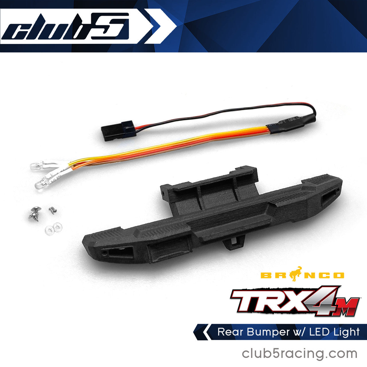 Club 5 Racing Part #C-TRX4-117 Rear Bumper w/ LED Light for Traxxas TRX-4M Ford Bronco