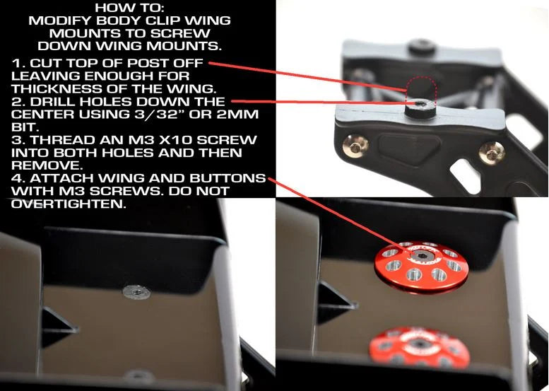 Exotek Part #EXO1665BLK 22mm 1/8 XL Aluminum Wing Buttons (2) (Black)
