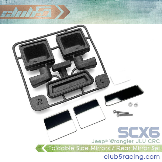 Club 5 Racing Part #C-AXA-187 Foldable Side Mirrors / Rear Mirror Set for Axial SCX6 Jeep JLU Wrangler