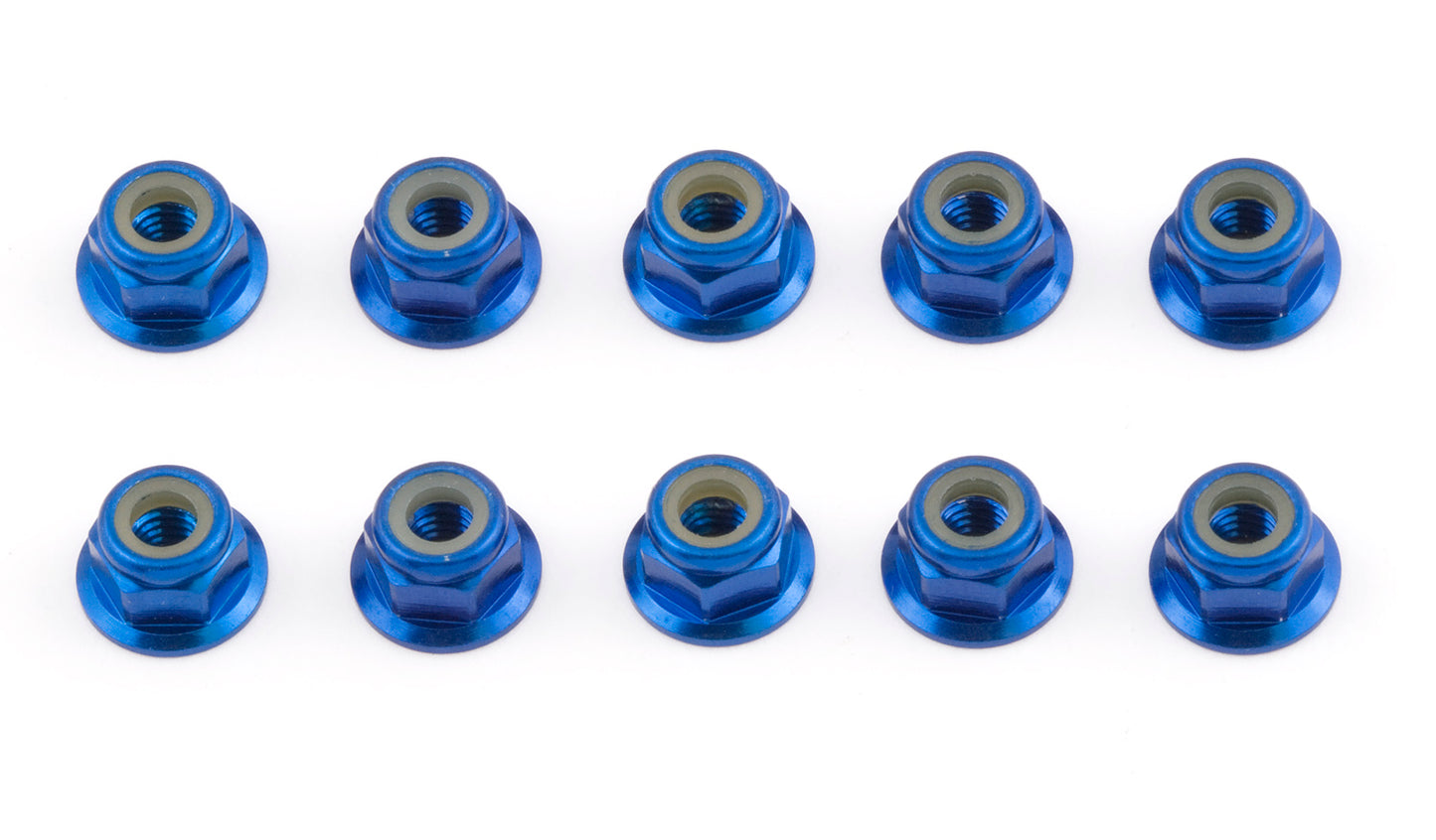 FT Locknuts, M4, flanged, blue aluminum
