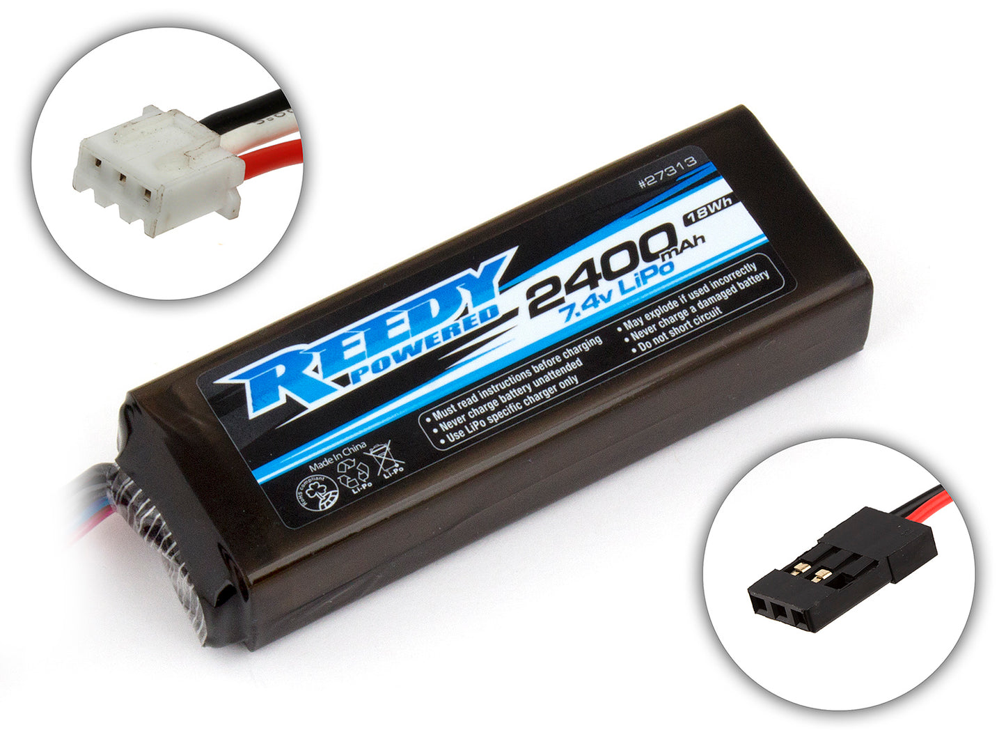 Reedy LiPo Pro 2400mAh 7.4V TX/RX Battery, flat