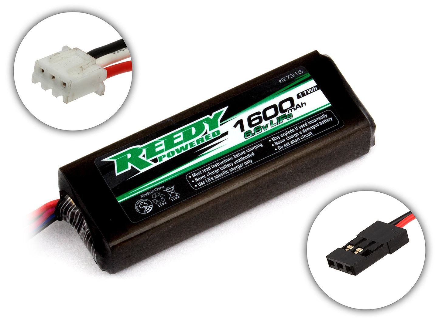 Reedy LiFe Pro 1600mAh 6.6V TX/RX Battery, flat
