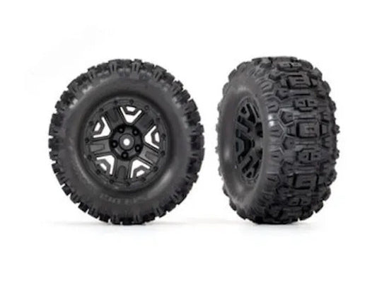 Traxxas TRA3778 Tires/Wheels, Black 2.8' Wheels, Sledgehammer Tires, Inserts (2) - PowerHobby