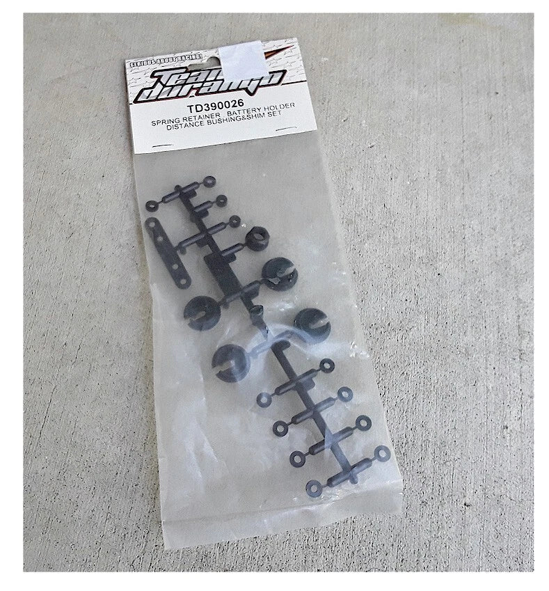 Team Durango Part #TD390026 Spring Retainer, Battery Holder Distance Bushing & Shim Set - discontinued