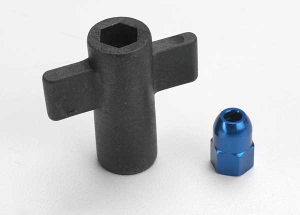 Traxxas Blue Aluminum Antenna Crimp Nut with Wrench