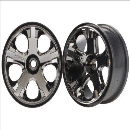 Traxxas 5577A Wheels All-Star 2.8" Front Black Chrome (2) Nitro Jato - PowerHobby