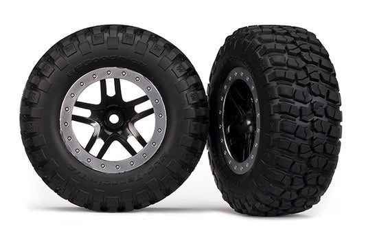 Traxxas 5883 SCT Black & Satin Chrome Wheels & BFGoodrich Tires (2)
