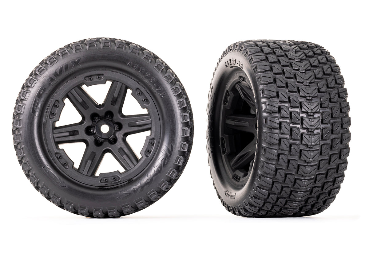 Traxxas 6764 RXT 2.8" Black Wheels & Gravix Tires (2)