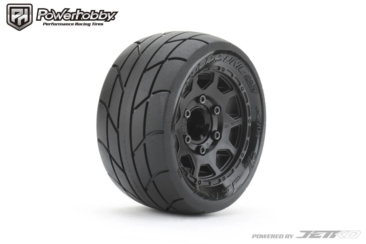 Powerhobby Part #PHB1804CBMSGB 1/10 2.8 ST Super Sonic Belted Tires (2) with Removable Hex Wheels