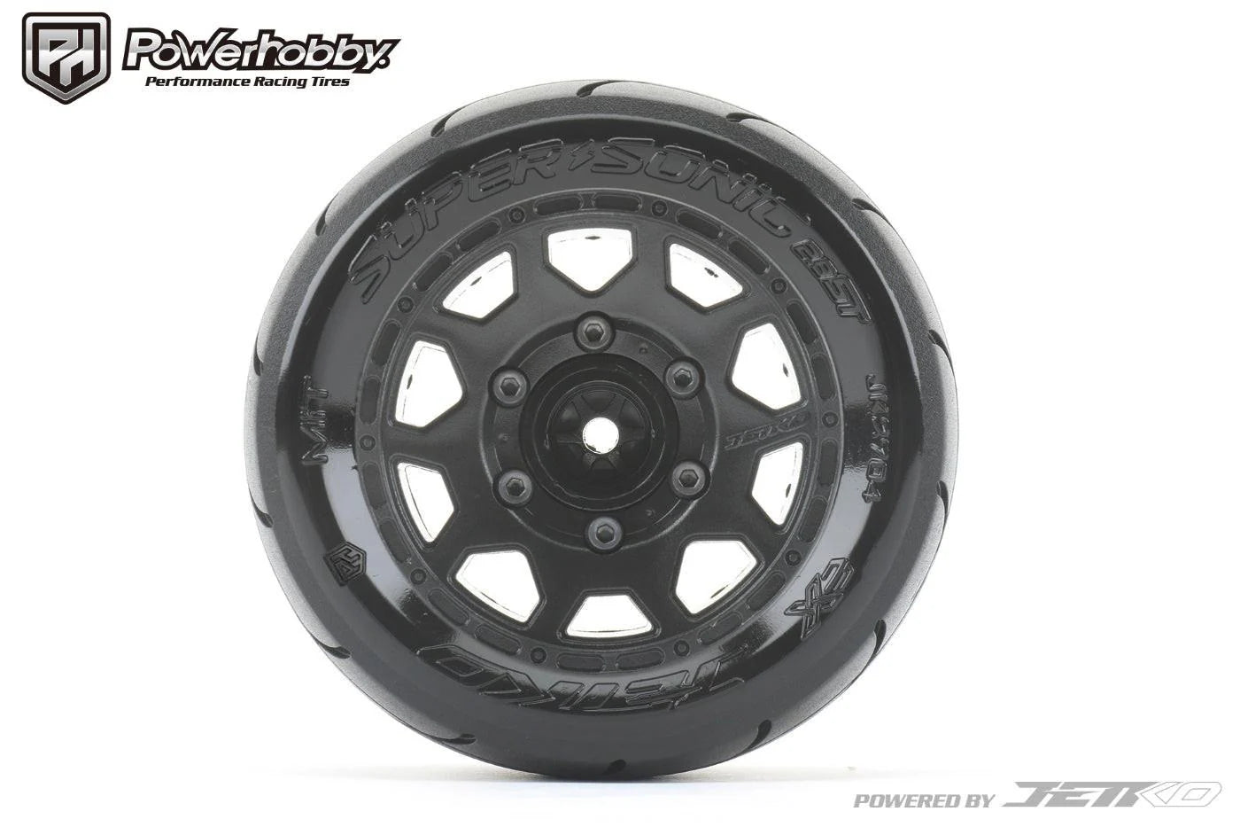 Powerhobby Part #PHB1804CBMSGB 1/10 2.8 ST Super Sonic Belted Tires (2) with Removable Hex Wheels