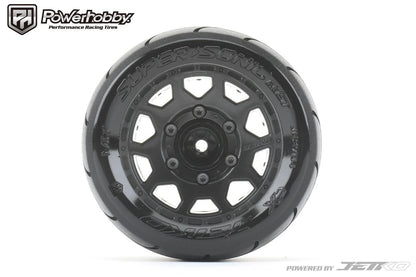 Powerhobby Part #PHB1804CBMSGB 1/10 2.8 ST Super Sonic Belted Tires (2) with Removable Hex Wheels