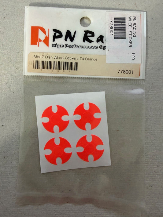 PN Racing Part #778001 Mini-Z Dish Wheel Stickers T4 Orange