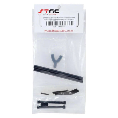 STRC Part #STA80043UBK CNC Aluminum Complete Front & Rear Upper Suspension Link, SCX10 BLACK