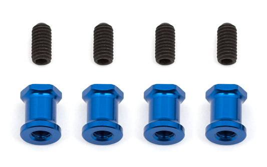 RC10F6 FT Suspension Arm Standoffs, blue aluminum