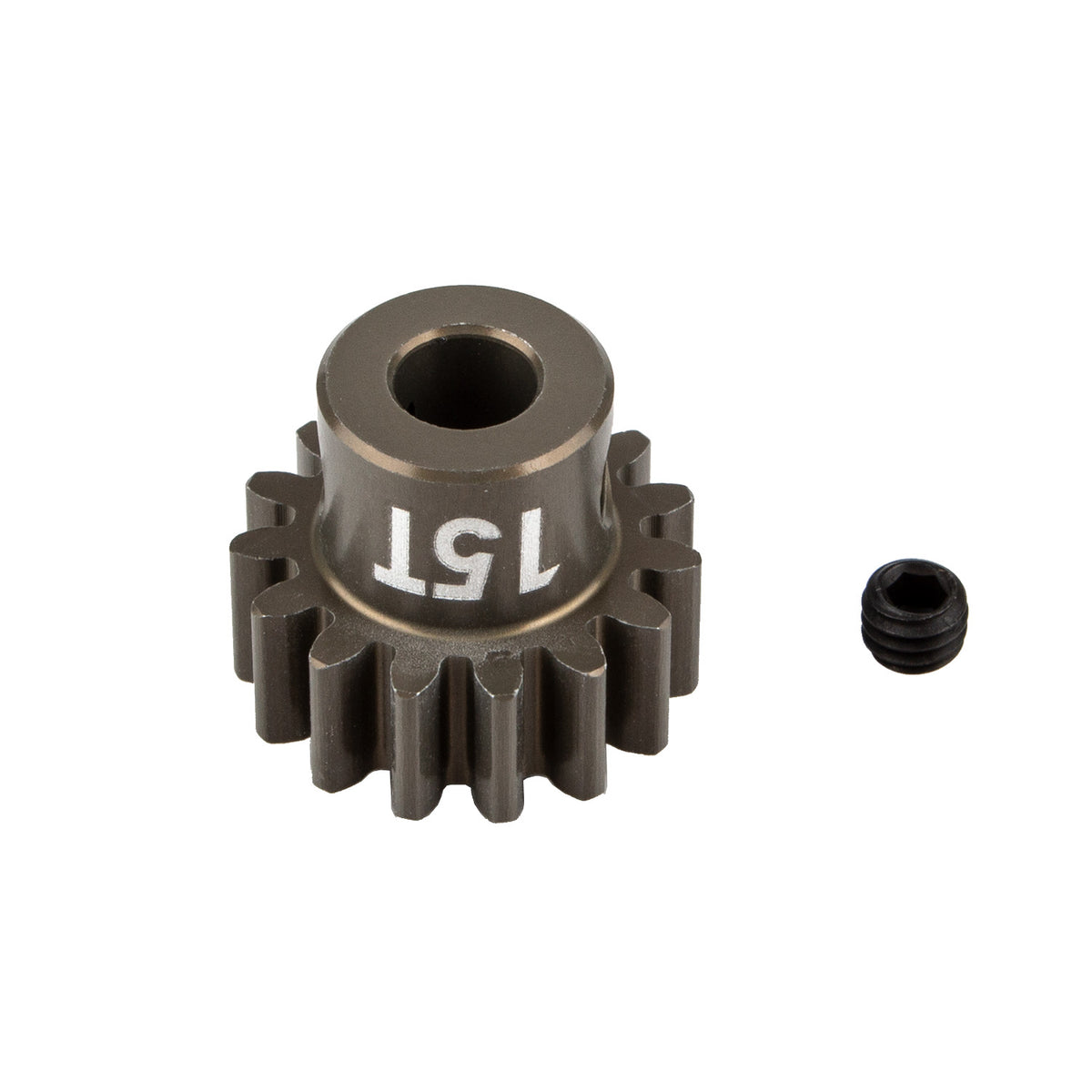 FT Aluminum Pinion Gear, 15T, MOD 1, 5mm shaft, aluminum